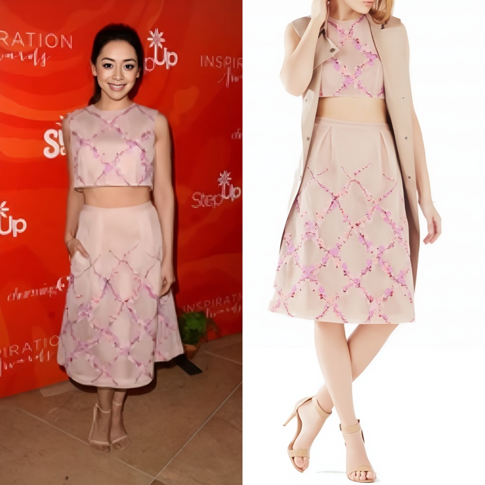 BCBG MaxAzria Elegant Pink Patterned Skirt set
